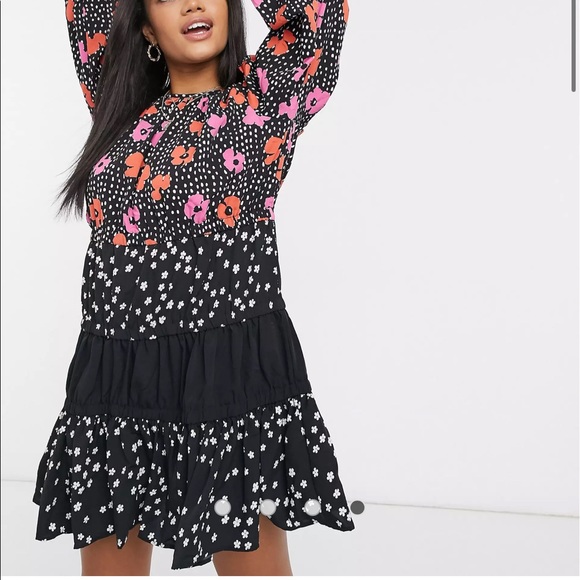 COPY - NWOT ASOS Design Smocked Floral & Polka Dot Mini Dress - Picture 2 of 4